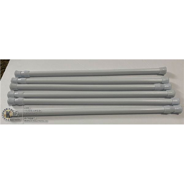 LOT OF 6 ADJUSTABLE CURTAIN RODS - 15.5" TO 27.5"