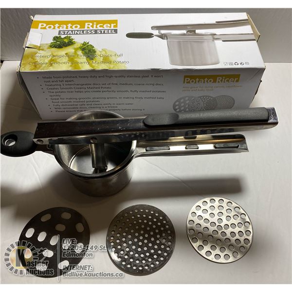 STAINLESS STEEL POTATO RICER - INTERCHANGEABLE
