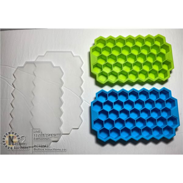 LOT OF 2 HEXAGON SILICONE MOLDS WITH LIDS