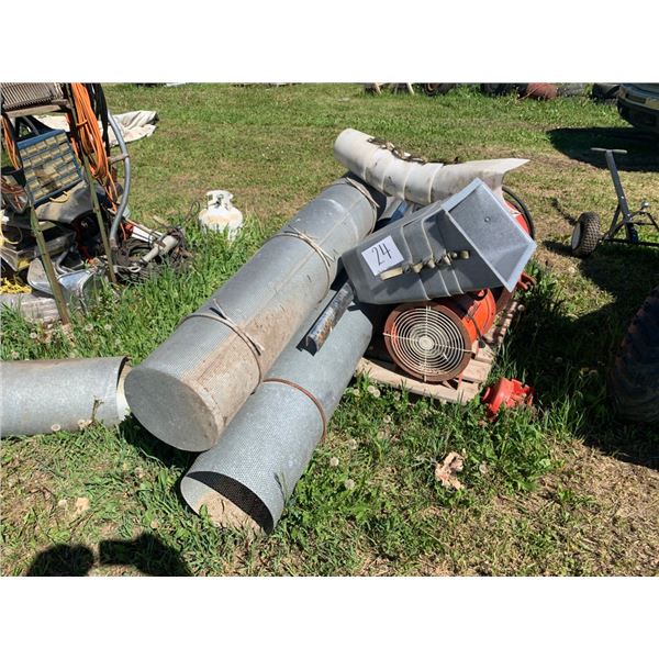 Bin fans, aeration tubes, auger spouts