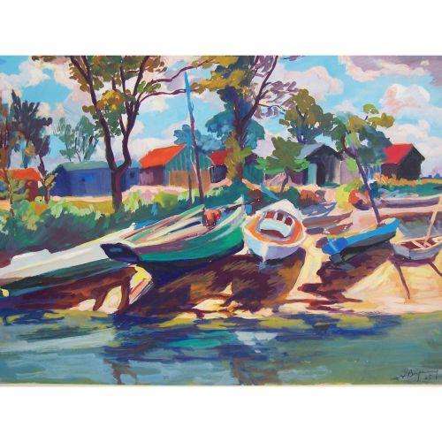 BAGARRY 18981949 Painting French Boats