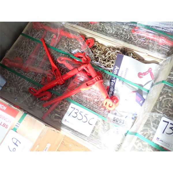 (5) 5400# RACHET BINDER (10) 5/16" 20' CHAIN 