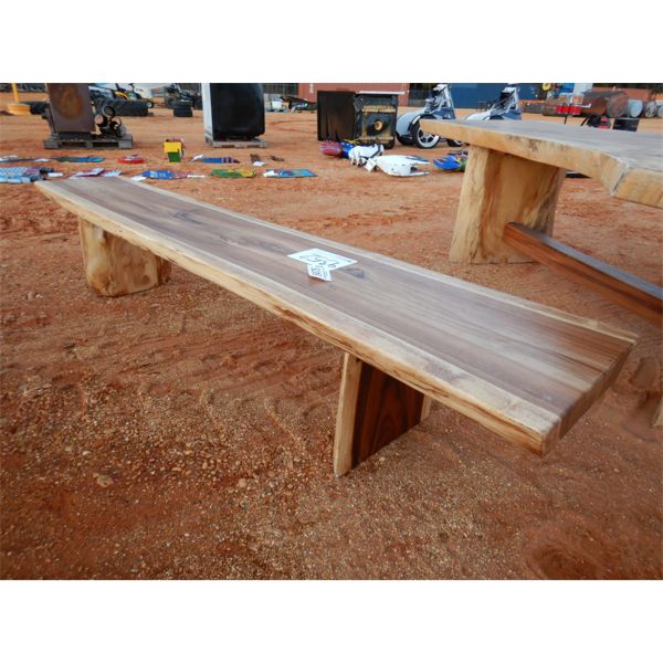 8' TEAKWOOD BENCH W/LIVE EDGE