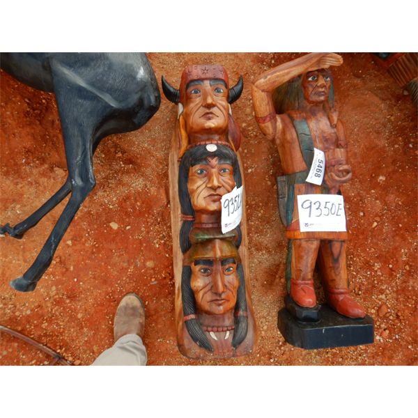 WOODEN INDIAN TOTEM POLE, 3FT