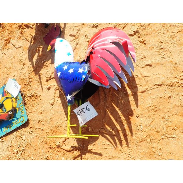 USA ROOSTER, RED, WHITE & BLUE  (METAL ART)