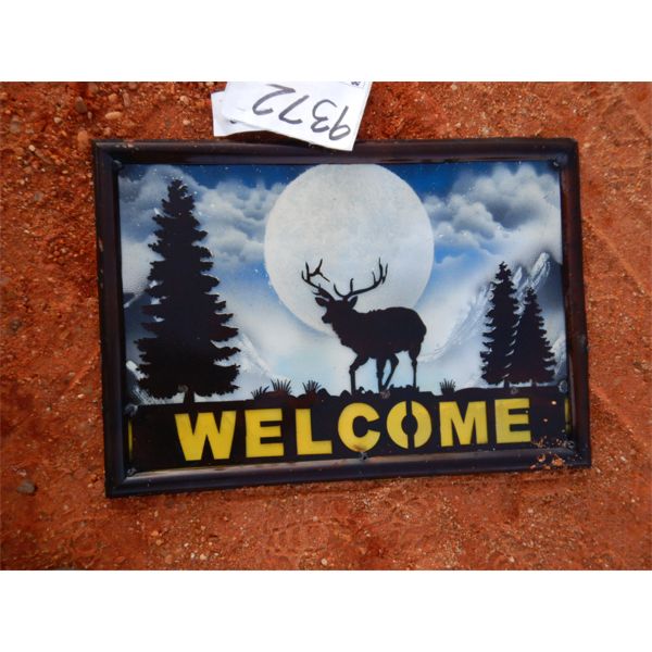DEER IN THE MOONLIGHT WELCOME SIGN (METAL ART)