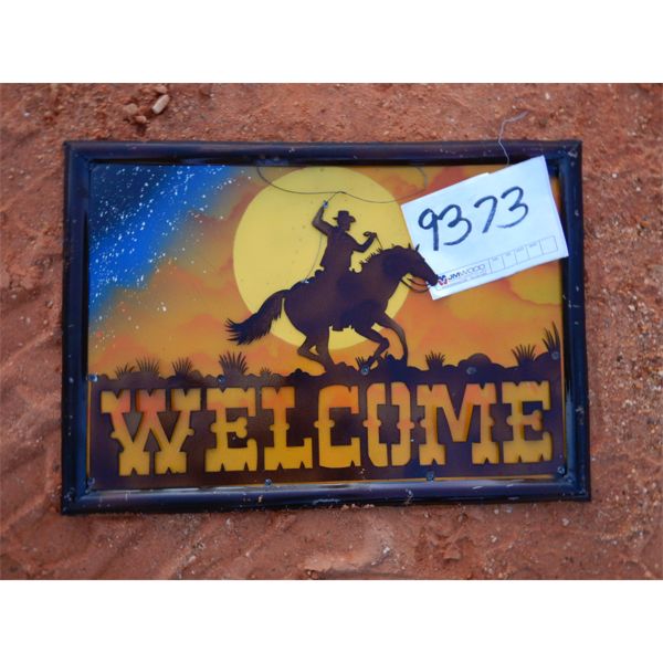 COWBOY IN THE SUN WELCOME SIGN (METAL ART)