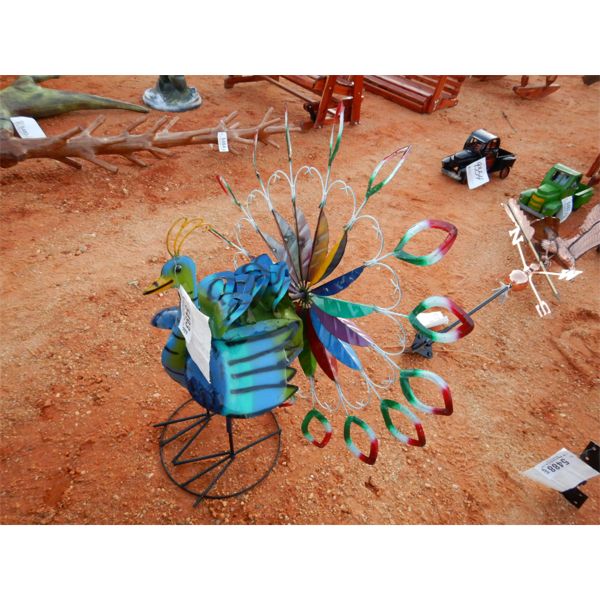 PEACOCK PIN WHEEL, 3'  (METAL ART)