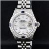 Image 1 : Rolex Ladies Stainless Steel Mother Of Pearl Diamond & Sapphire Datejust Wristwa