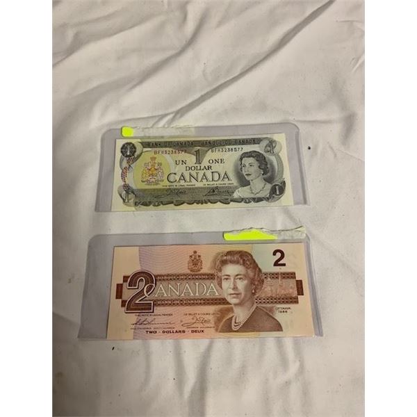 1 DOLLAR BILL/2 DOLLAR BILL