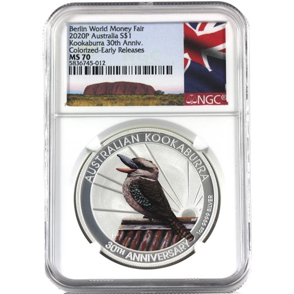 Australia-Perth Mint Issue: Rare! 2020 P Australia $1 Berlin World Money Fair 1oz 30th Anniversary C