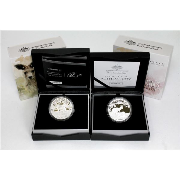 Royal Australian Mint Issue: 2016 & 2017 Australia $1 Seasons Change 1oz Kangaroo Series Fine Silver