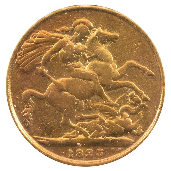 Great Britain, 1823 George IIII 22K Gold 2 Pounds in F-VF (Impaired). Coin contains 0.471 oz pure.