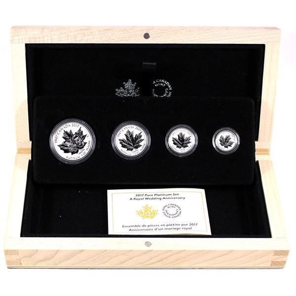 2017 A Royal Wedding Anniversary 1oz, 1/2oz, 1/4oz & 1/10oz Fine Platinum 4-coin Set in Deluxe Displ