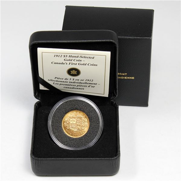 1912 Canada $5 Hand-Selected - Canada's First Gold Coins. Contains 0.242oz fine gold.