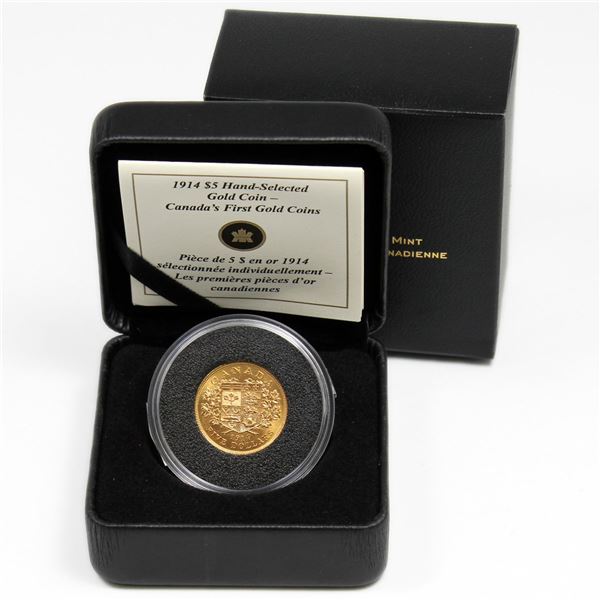 1914 Canada $5 Hand-Selected - Canada's First Gold Coins. Contains 0.242oz fine gold.