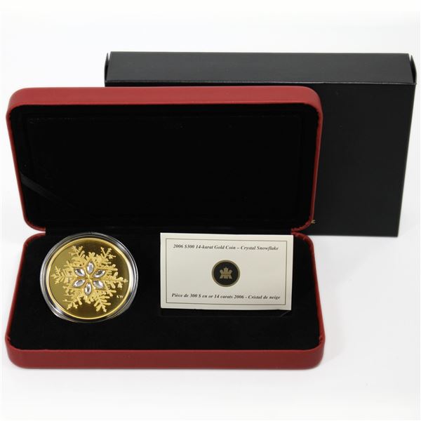 2006 $300 Swarovski Crystal Snowflake 14 Karat Gold Coin. Contains 1.125oz fine gold. Mintage of onl