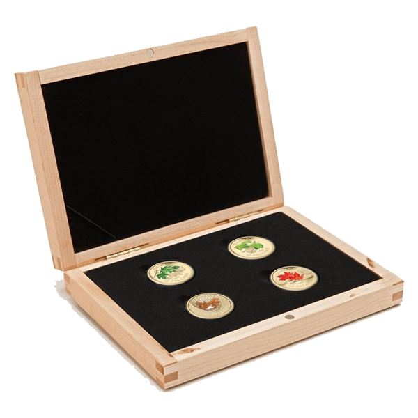 2010 $75 Four Seasons Coloured 14 Karat Gold 4-coin Set in Deluxe Display Case. Contains 0.9oz fine 