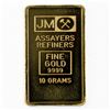 Image 1 : Vintage Johnson Matthey Assayers & Refiners 10 grams .9999 Fine Gold bar with Blank Reverse(Tax Exem