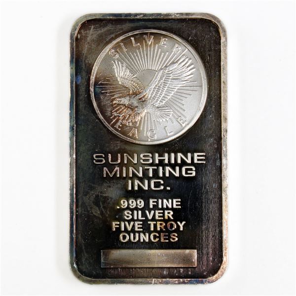 Vintage Sunshine minting Inc. 5oz .999 fine silver Bars (Tax Exempt)