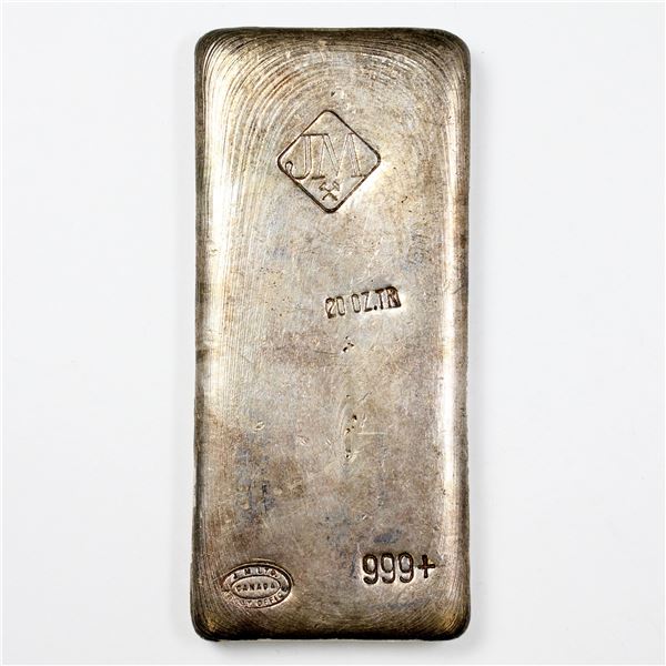 Extremely Rare! Johnson Matthey Canada 20oz Fine silver bar ( Tax Exempt) Est. less than 10 Mintage!