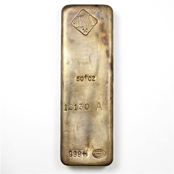 Ultra Rare! Johnson Matthey 50oz Fine Silver bar( Tax Exempt). Serial # 12130 A, This 50oz example w