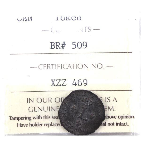 1739 French Colonies 12 Deniers Token Breton #509 ICCS Certified VF-20.