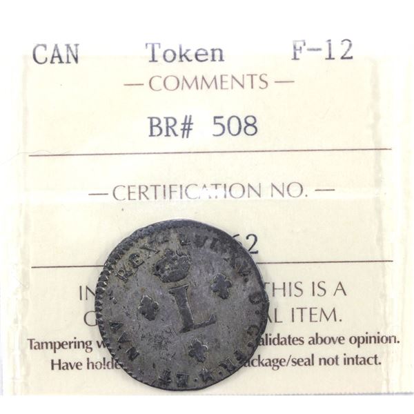 1751 French Colonies 24 Deniers Token Breton #508 ICCS Certified F-12.