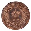 Image 2 : Newfoundland 1-cent 1917-C ICCS Certified MS-64 Red. A deep cherry red coin with full luster.