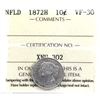 Image 1 : Newfoundland 10-cent 1872H ICCS Certified VF-30.