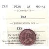 Image 1 : 1-cent 1928 ICCS Certified MS-64 Red.