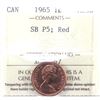 Image 1 : 1-cent 1965 Small Beads Pointed 5 ICCS Certified MS-66 Red.