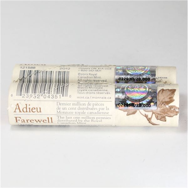 1-cent 2012 Farewell to the Penny Special Wrap Replacement Rolls of 50pcs - #02293R & 02295R out of 