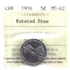 Image 1 : 5-cent 1934 Rotated Dies (Approx. 22.5 Degree) ICCS Certified MS-62