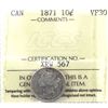 Image 1 : 10-cent 1871 ICCS Certified VF-30.