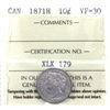 Image 1 : 10-cent 1871H ICCS Certified VF-20