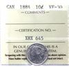 Image 1 : 10-cent 1884 ICCS Certified VF-30 *KEY DATE, A nice mid grade example of this highly sought after Vi