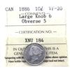 Image 1 : 10-cent 1886 Large Knob 6, Obverse 5 ICCS Certified VF-20.