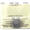Image 1 : 10-cent 1887 ICCS Certified VF-30. *Key Date*