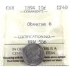 Image 1 : 10-cent 1894 Obv.6 ICCS Certified EF-40. Strong details and hints of mint luster throughout.