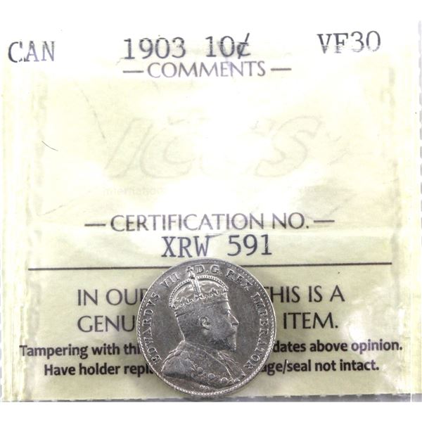 10-cent 1903 ICCS Certified VF-30