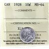 Image 1 : 10-cent 1928 ICCS Certified MS-64