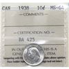Image 1 : 10-cent 1938 ICCS Certified MS-64.