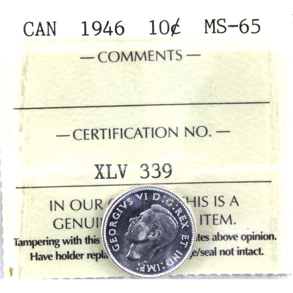 10-cent 1946 ICCS Certified MS-65!