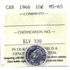 Image 1 : 10-cent 1946 ICCS Certified MS-65!