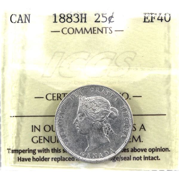 25-cent 1883H ICCS Certified EF-40