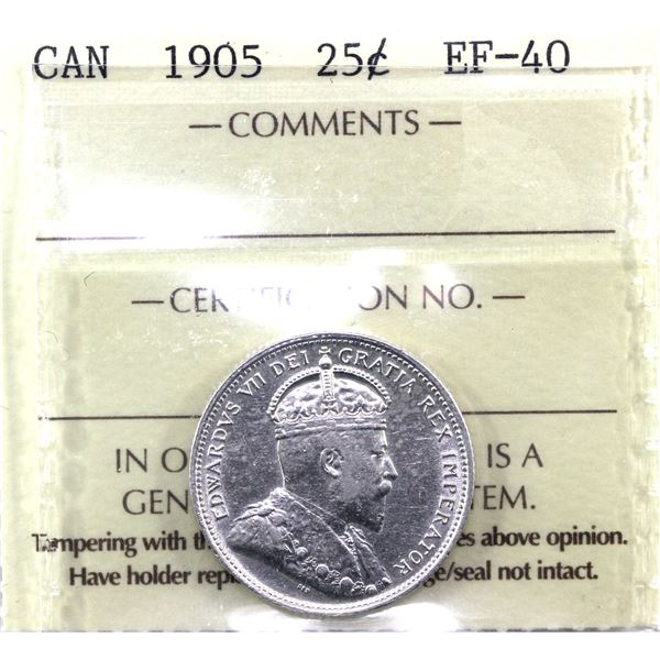 25-cent 1905 ICCS Certified EF-40.