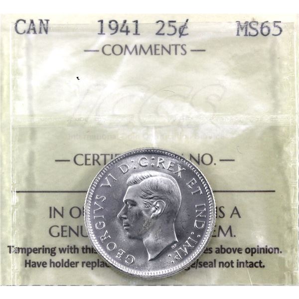 25-cent 1941 ICCS Certified MS-65!