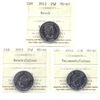 Image 1 : 25-cent 2012 Brock, 2012 Brock coloured & 2012 Tecumseh Coloured 25-cent ICCS Certified MS-66/67. 3p