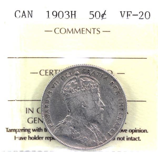 50-cent 1903H ICCS Certified VF-20.